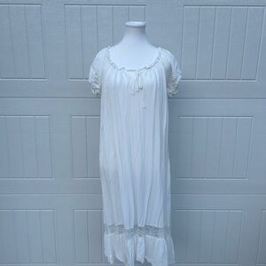 White Short Sleeve Cottagecore Nightgown